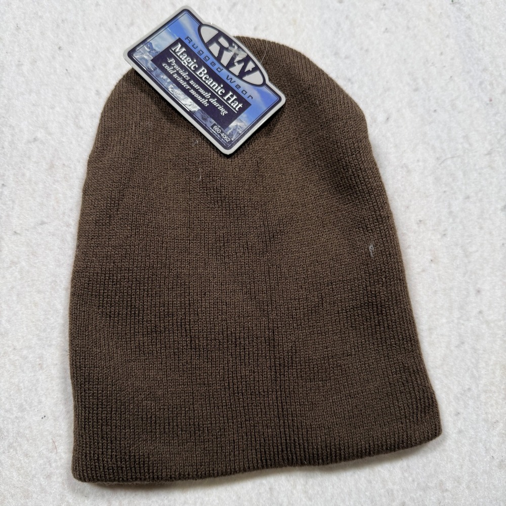 RW Rugged Wear Magic Beanie Hat Brown Knit Winter Skull Cap 660-4062 NWT